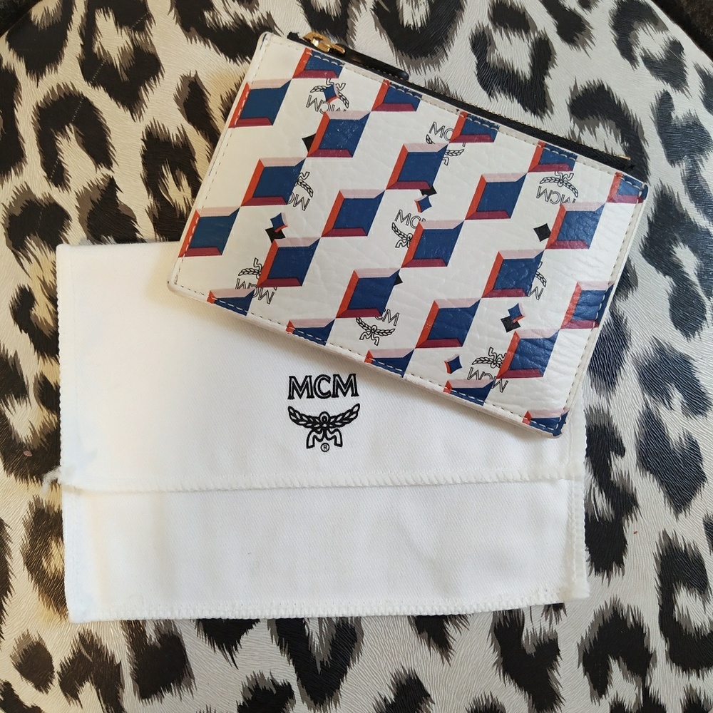 MCM Canvas Key Pouch Wallet With Box